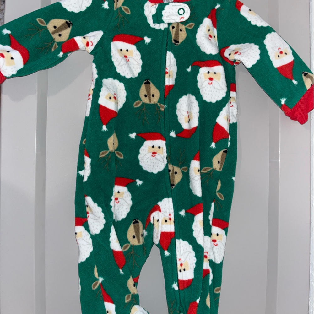 Fleece Christmas footie sleeper